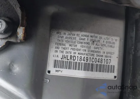 2001 Honda Cr-V Lx из США, поврежденный, VIN JHLRD18491C048107